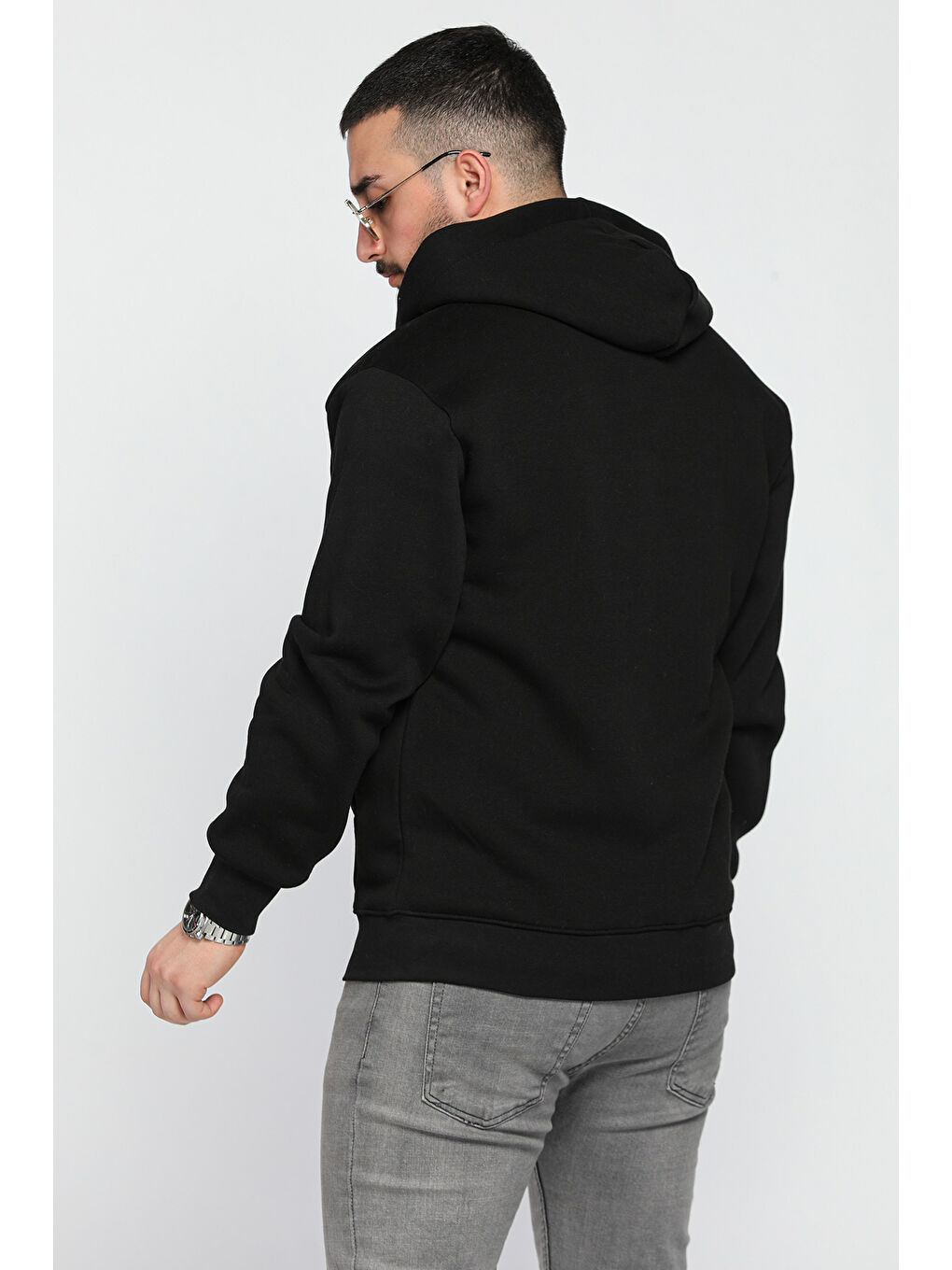 Mishar İtalia Siyah Erkek Kapüşonlu Şardonlu Sweatshirt - 2