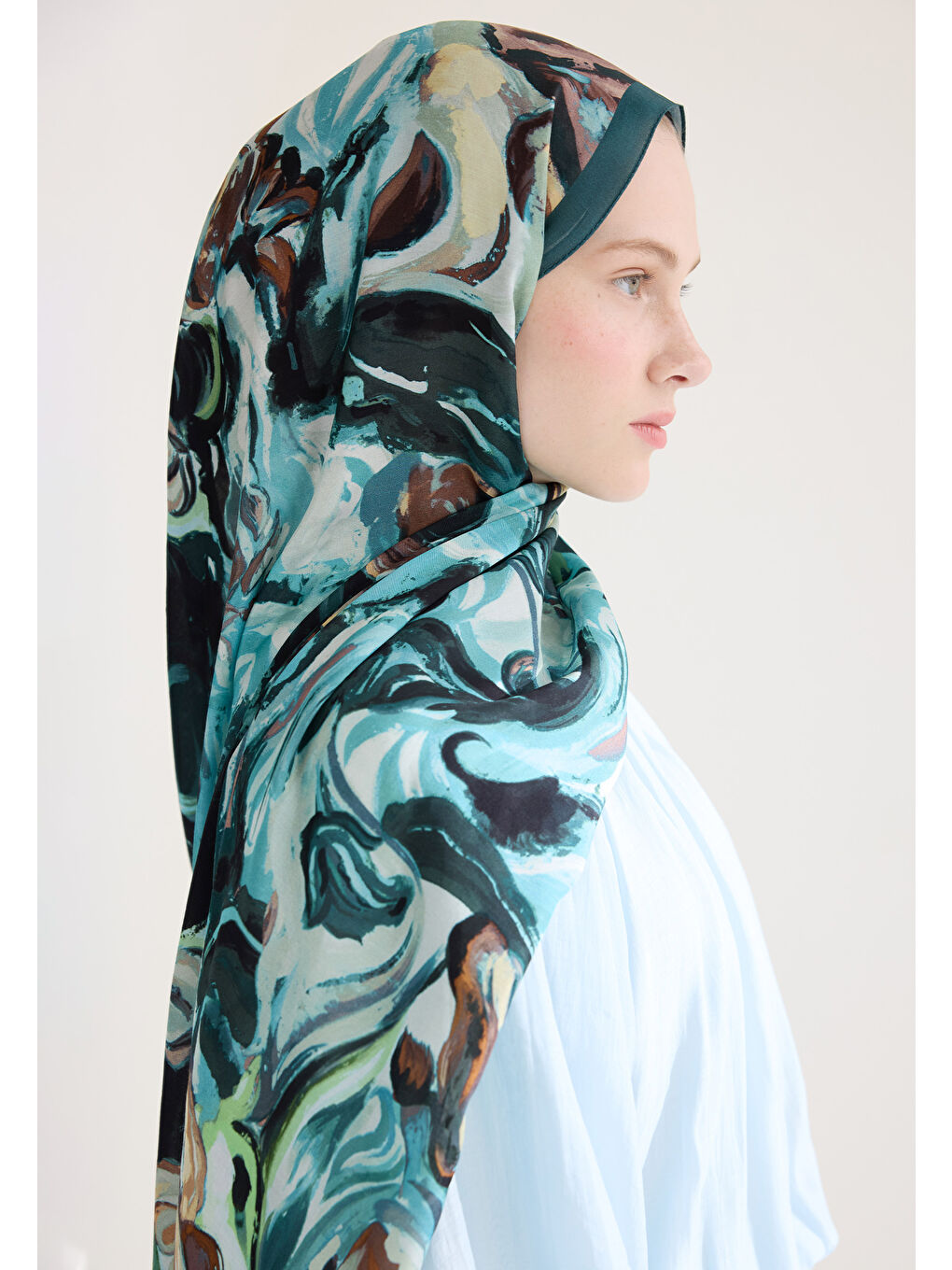 Mavi Rosıe Floş Viskon Şal Okyanus-3