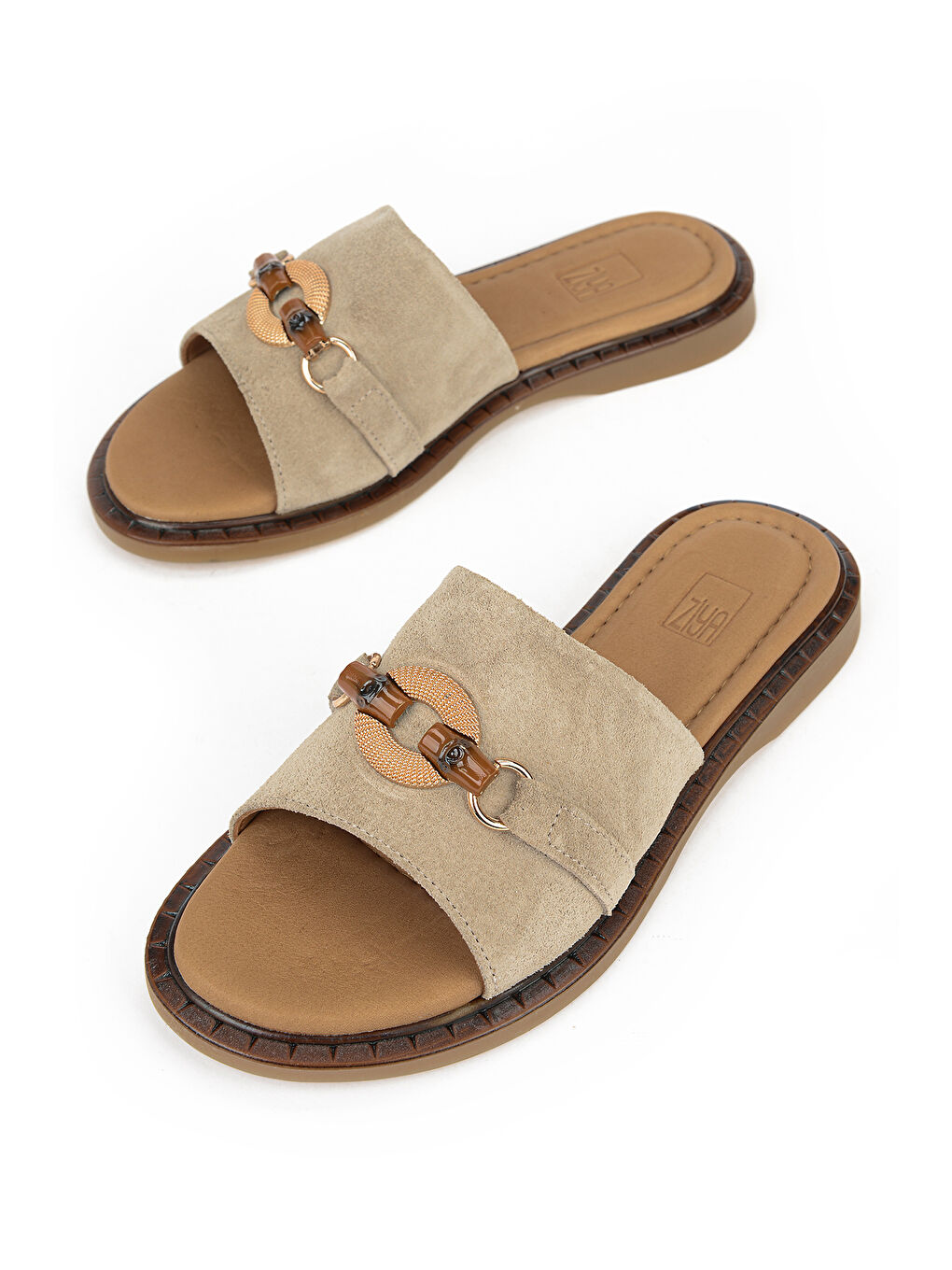 Bej Kadın Hakiki Deri Terlik 1611047Z26672 Vizon-4