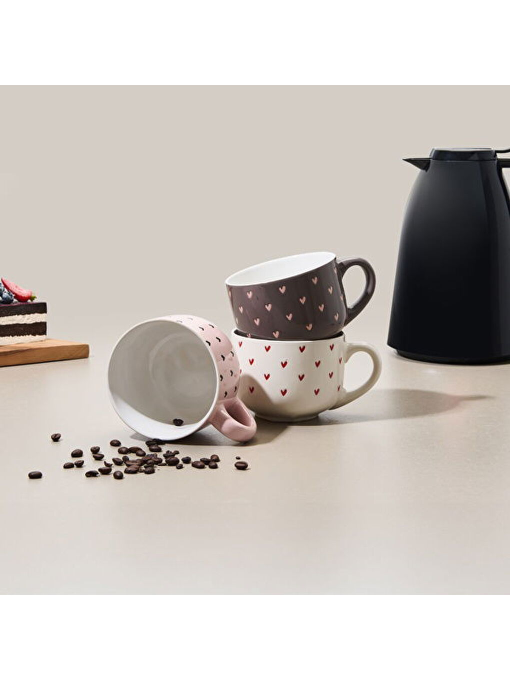 Karışık Mini Kalp Desenli Kupa - Asorti - 450 ml-3