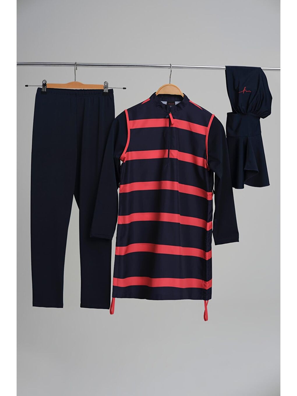 Kırmızı Seteney Kids Jileli Nar Çiçeği 4 Parça Kız Çocuk Mayo Takımı 3040