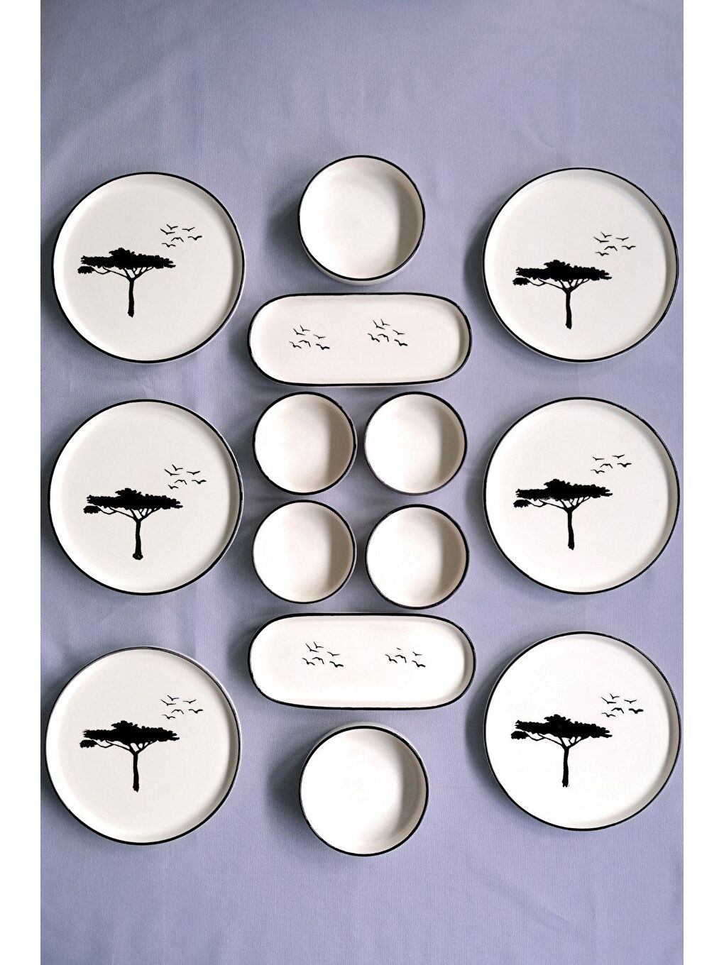 Beyaz Handmade Karaağaç Kahvaltı Takımı 6 Kişilik 14 Parça