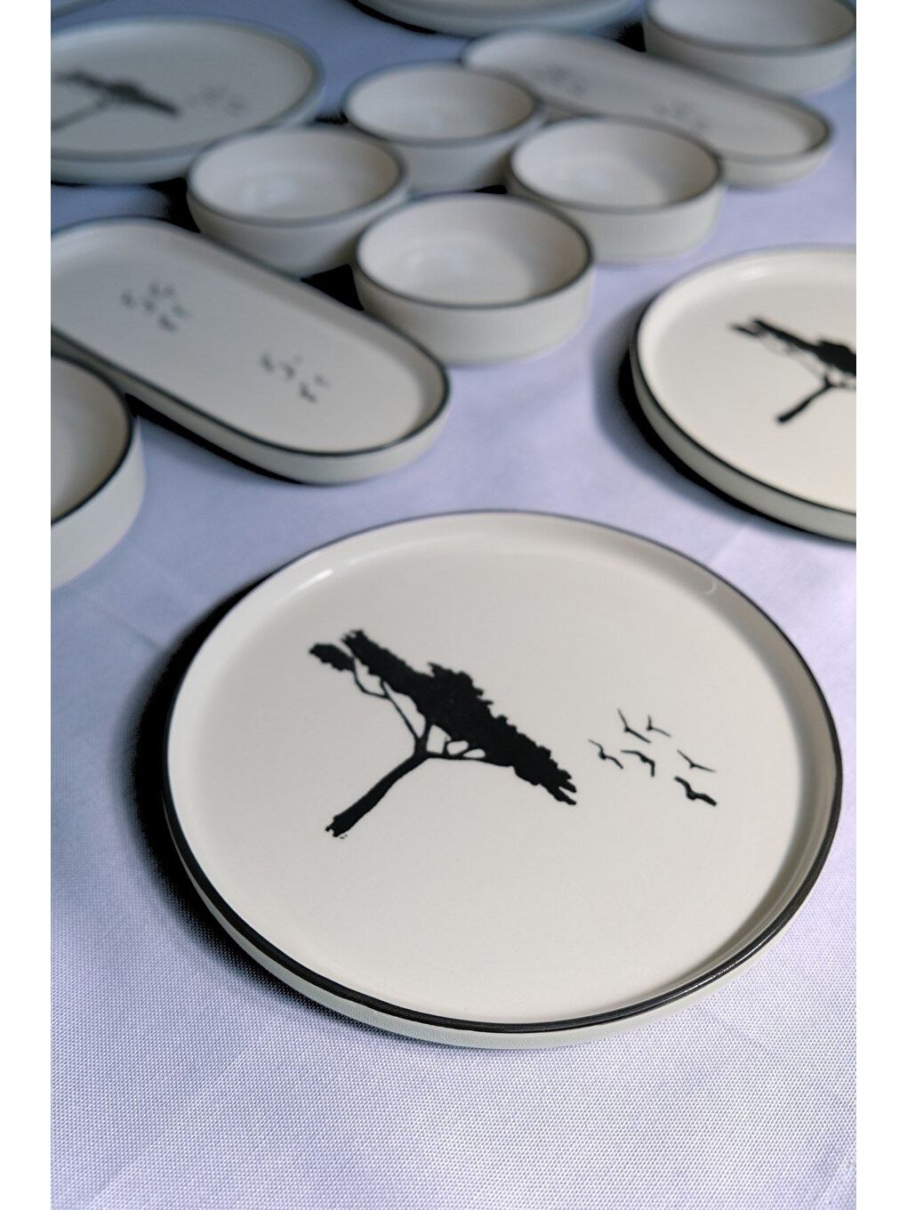 Beyaz Handmade Karaağaç Kahvaltı Takımı 6 Kişilik 14 Parça-1