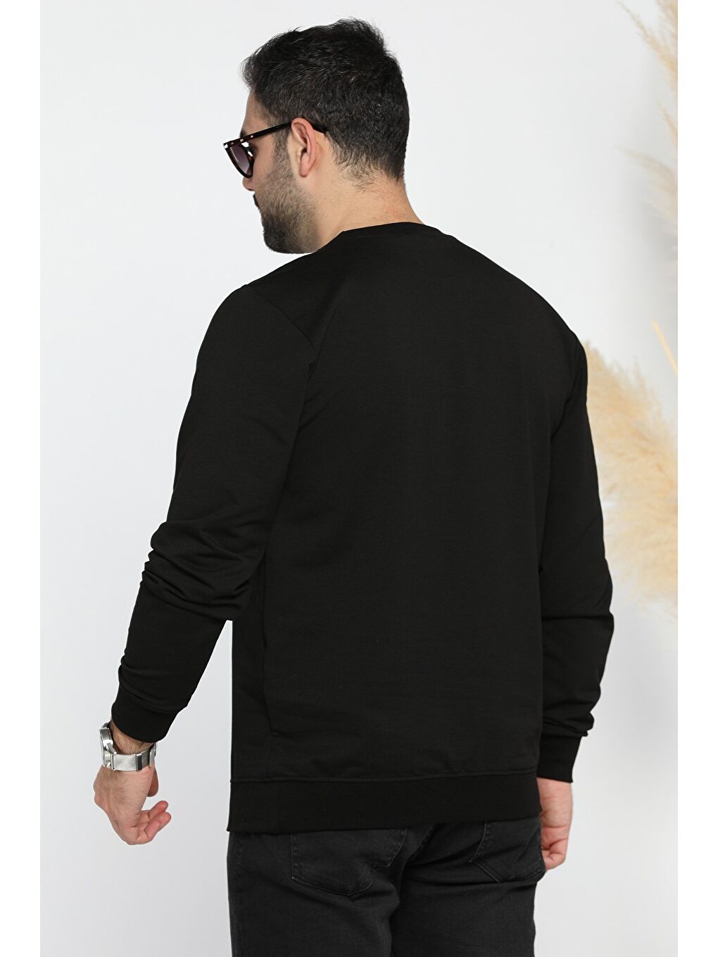 Mishar İtalia Siyah Erkek Bisiklet Yaka Yazı Kabartmalı Sweatshirt - 2