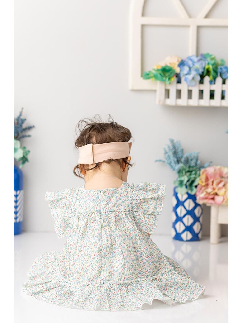 Karışık Kız Bebek Çiçek Desenli Fırfırlı Elbise - Desenli-2