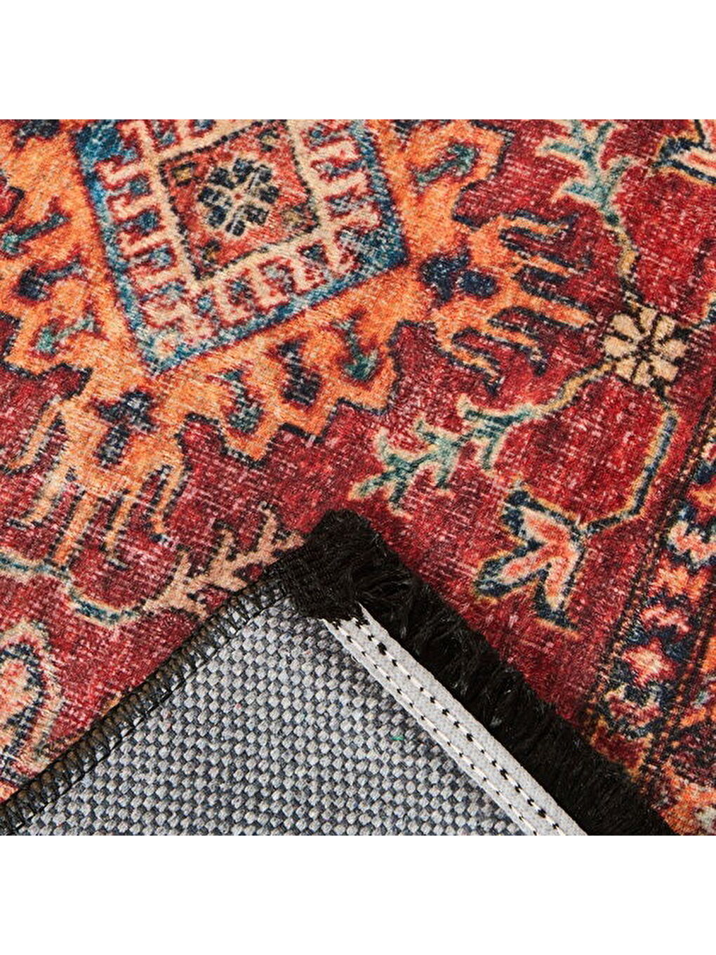 Soft Line Afgan Desenli Halı - Kırmızı - 160x230 cm-5