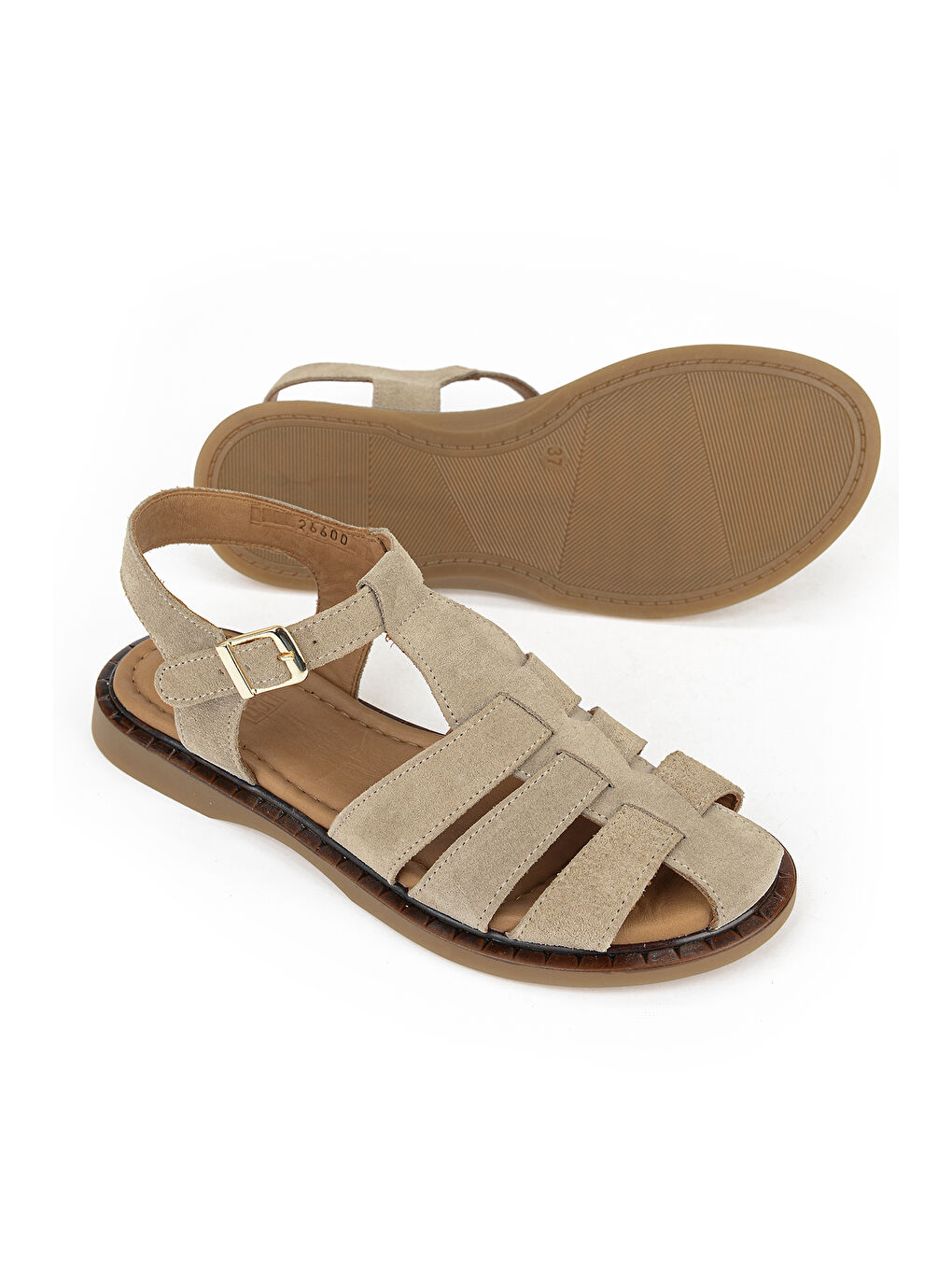 Bej Kadın Hakiki Deri Sandalet 1611047Z26600 Vizon-3