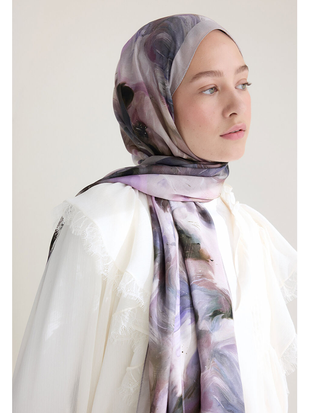 Melaına Floş Viskon Şal Bej-3