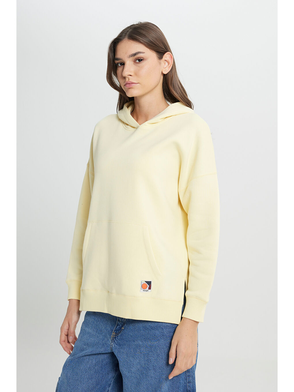 Loose Fit Rahat Kesim Kapüşonlu İçi Polarlı Sarı Sweatshirt-2