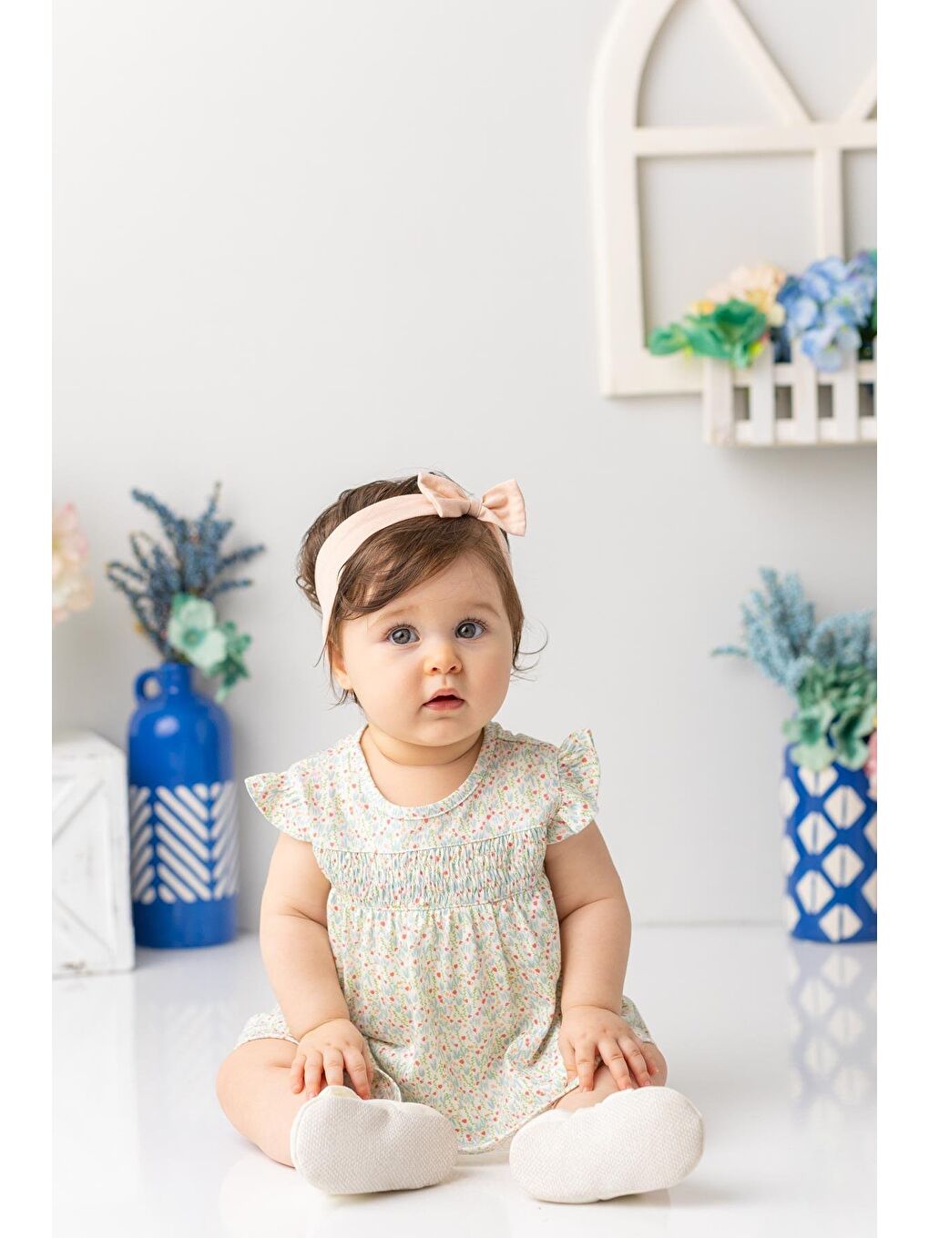 Karışık Kız Bebek Çiçek Desenli Çıtçıtlı Body Elbise - Desenli