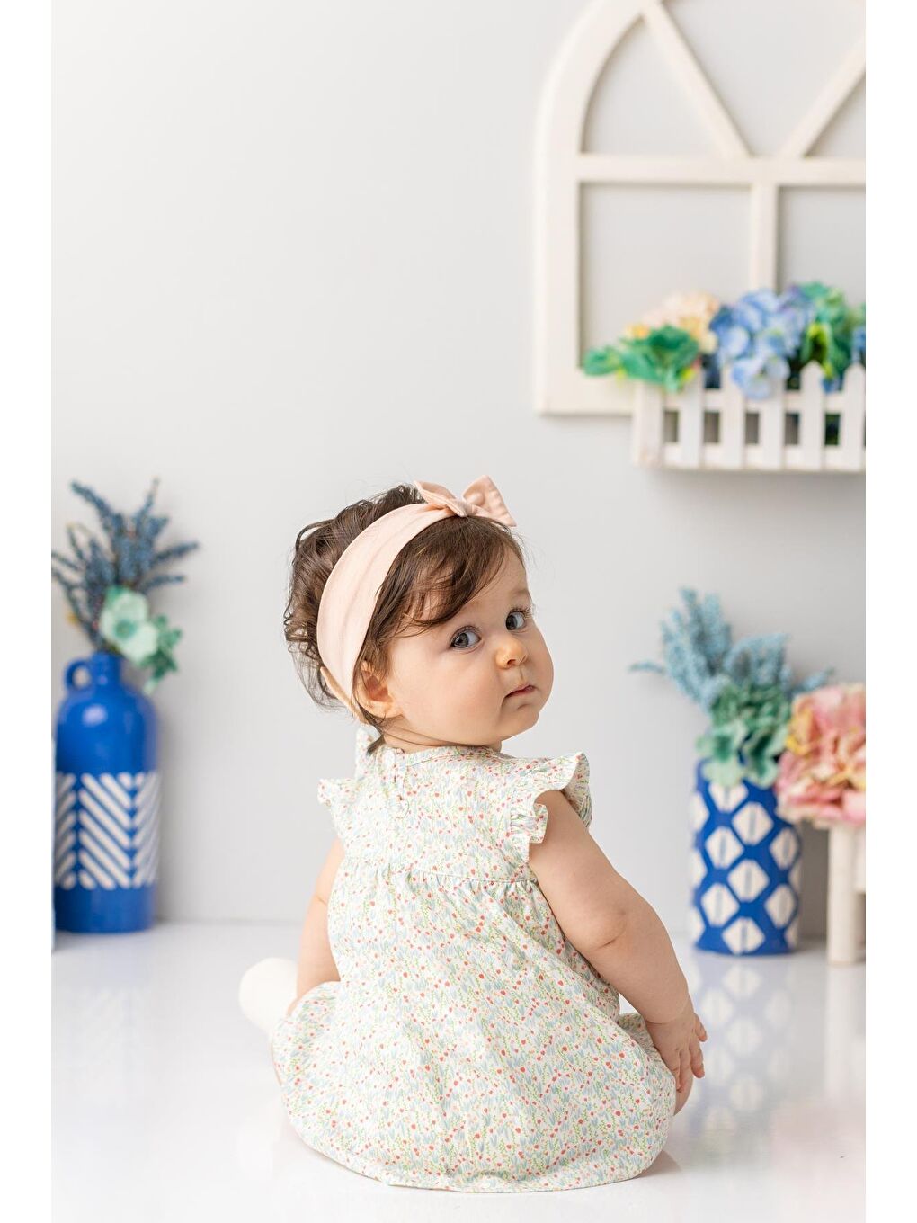 Karışık Kız Bebek Çiçek Desenli Çıtçıtlı Body Elbise - Desenli-1