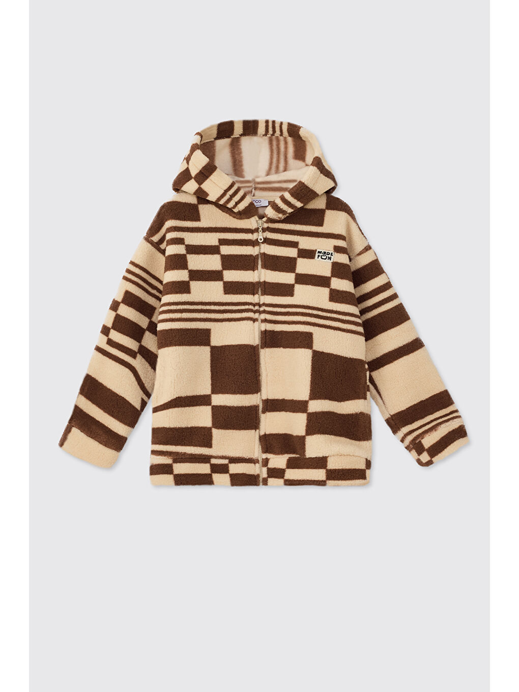 Kahverengi Unisex Çocuk Kahve Fermuarlı Sweatshirt