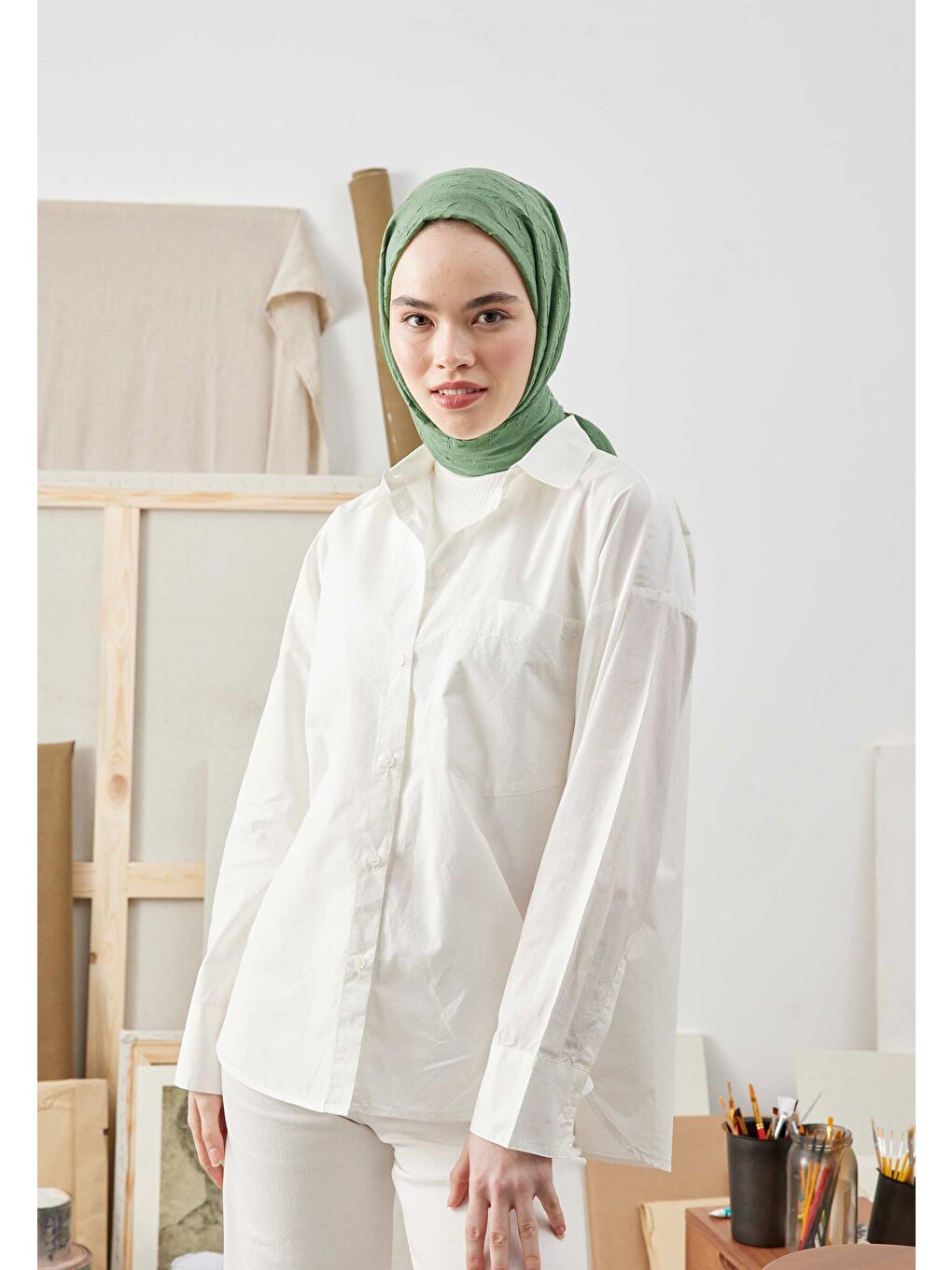 Bambu Şal Orman Yeşili-1