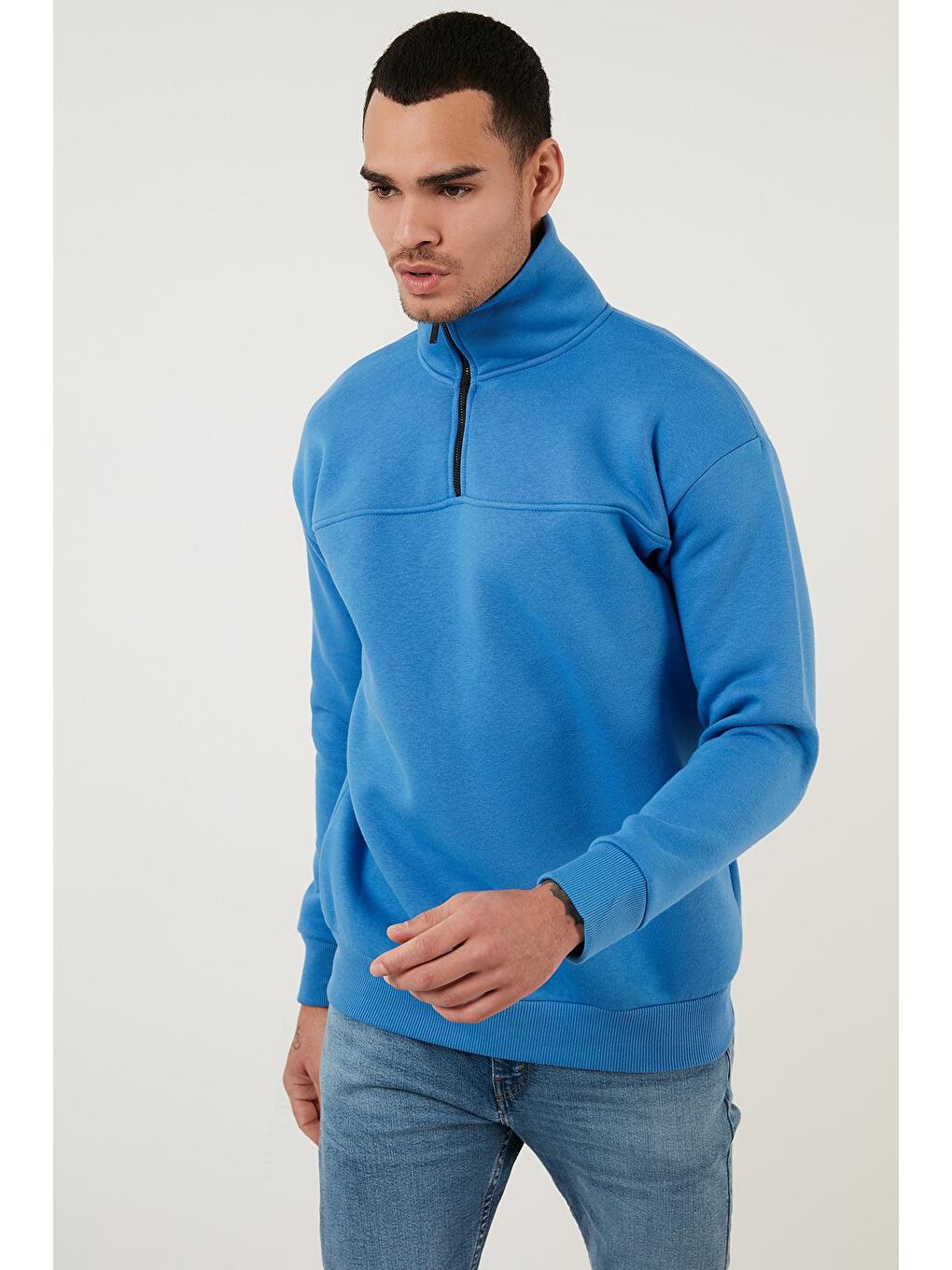 Buratti Koyu Mavi Regular Fit Pamuklu İçi Tüylü Yumuşak Şardonlu Kışlık Sweat 59053431 - 2