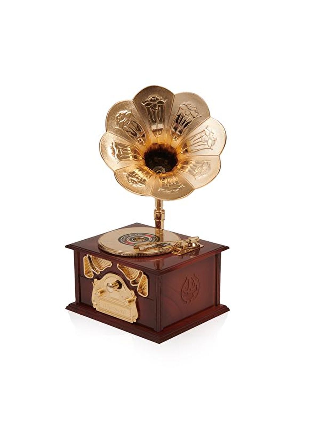 Kahverengi Nostaljik Gramofon Tasarımlı Müzik Kutusu-1