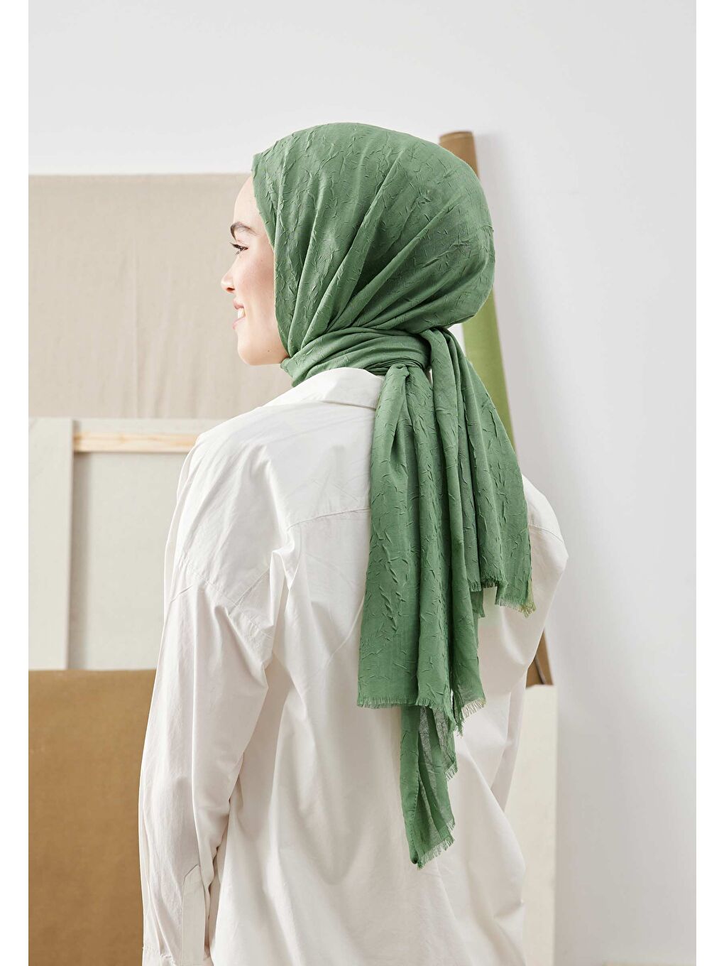 Bambu Şal Orman Yeşili-3