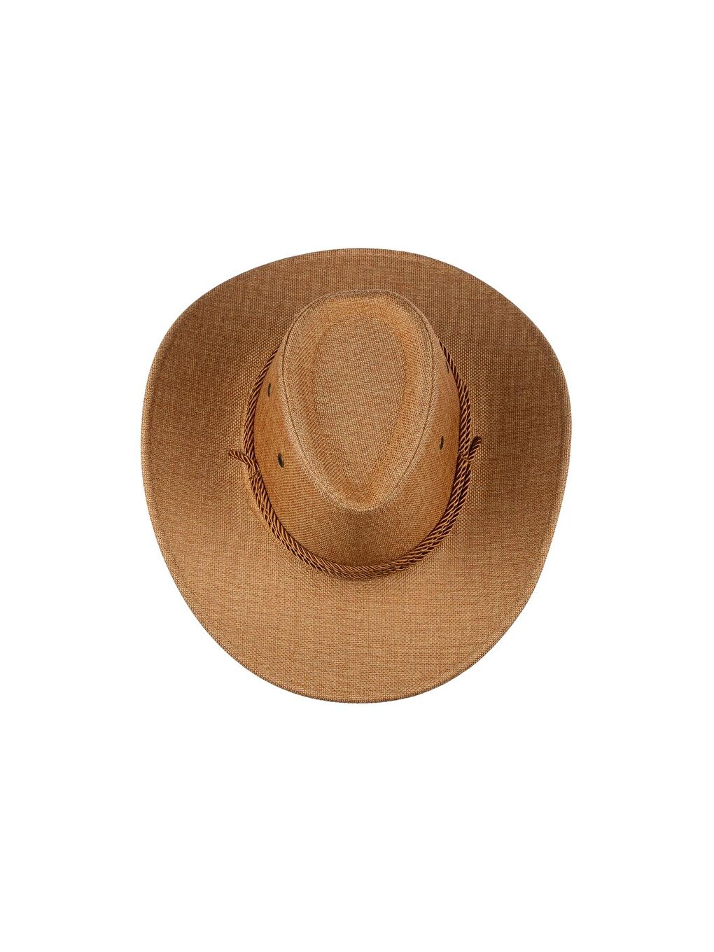 Erkek İp Detaylı Hasır Kovboy Şapka Y25750-05 Bej-1