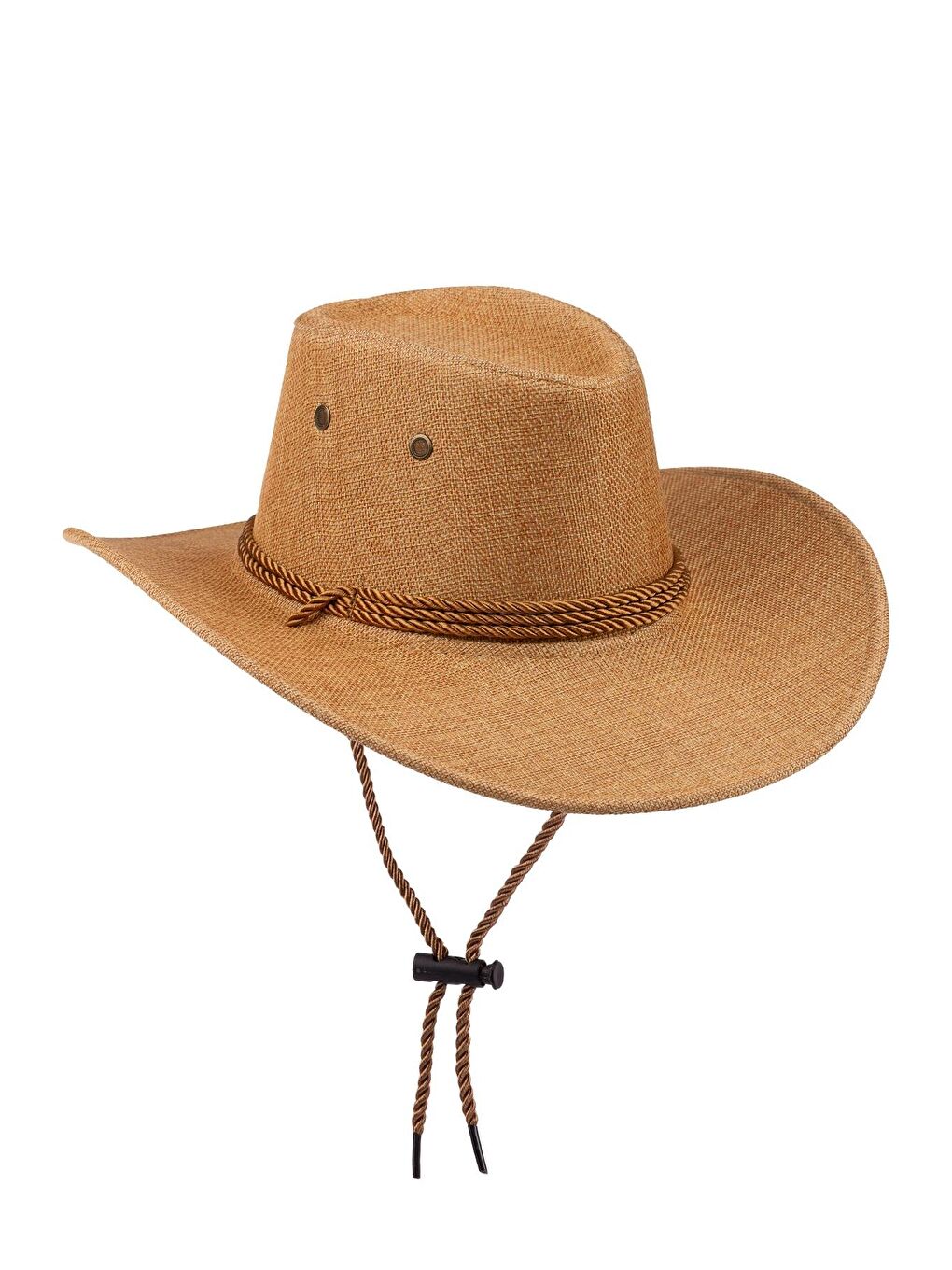 Erkek İp Detaylı Hasır Kovboy Şapka Y25750-05 Bej-2