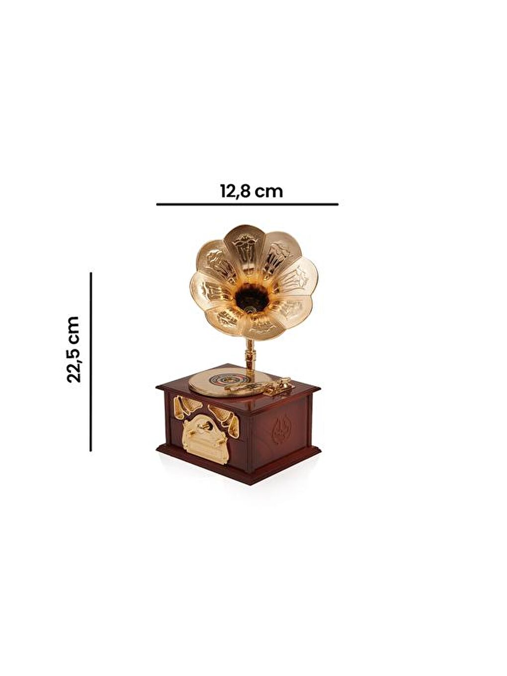 Kahverengi Nostaljik Gramofon Tasarımlı Müzik Kutusu-5