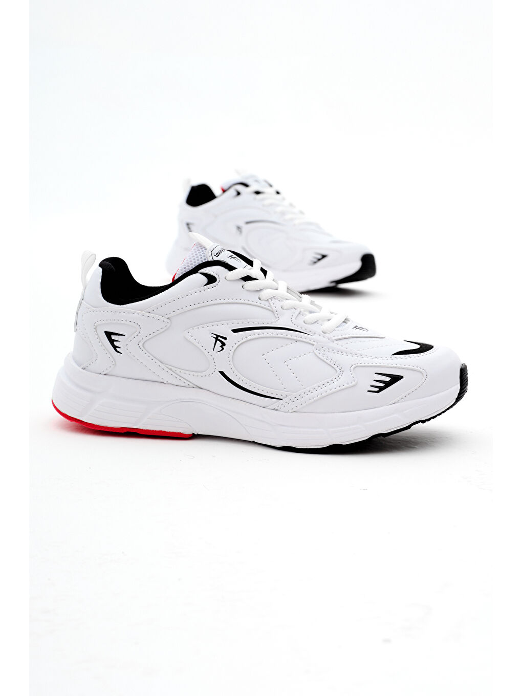 Unisex Beyaz Cilt Rahat Kalıp Yüksek Faylon Taban Bağcıklı Spor Ayakkabı