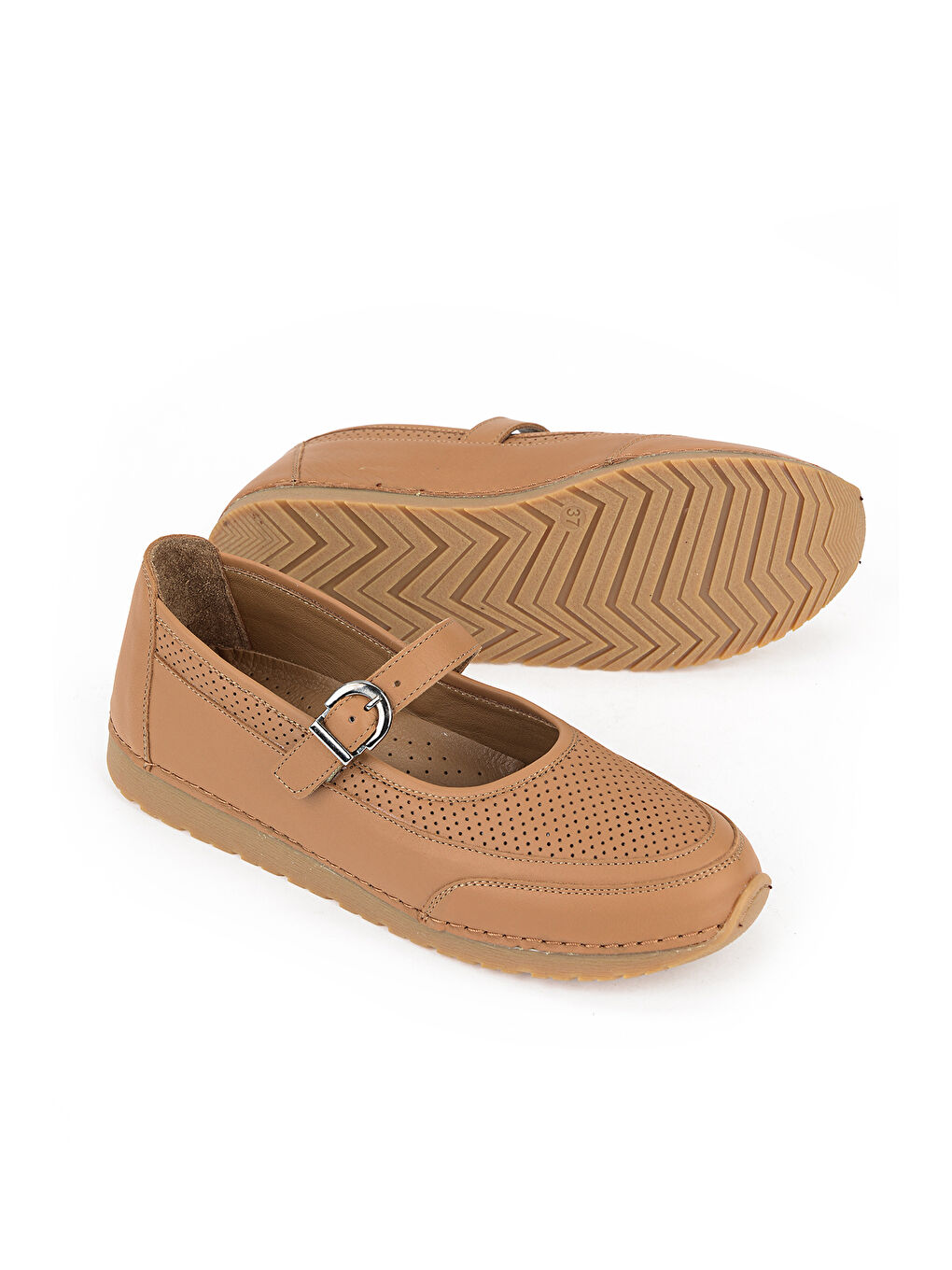 Kahverengi Kadın Hakiki Deri Babet 1611061ZRC5 Taba-3