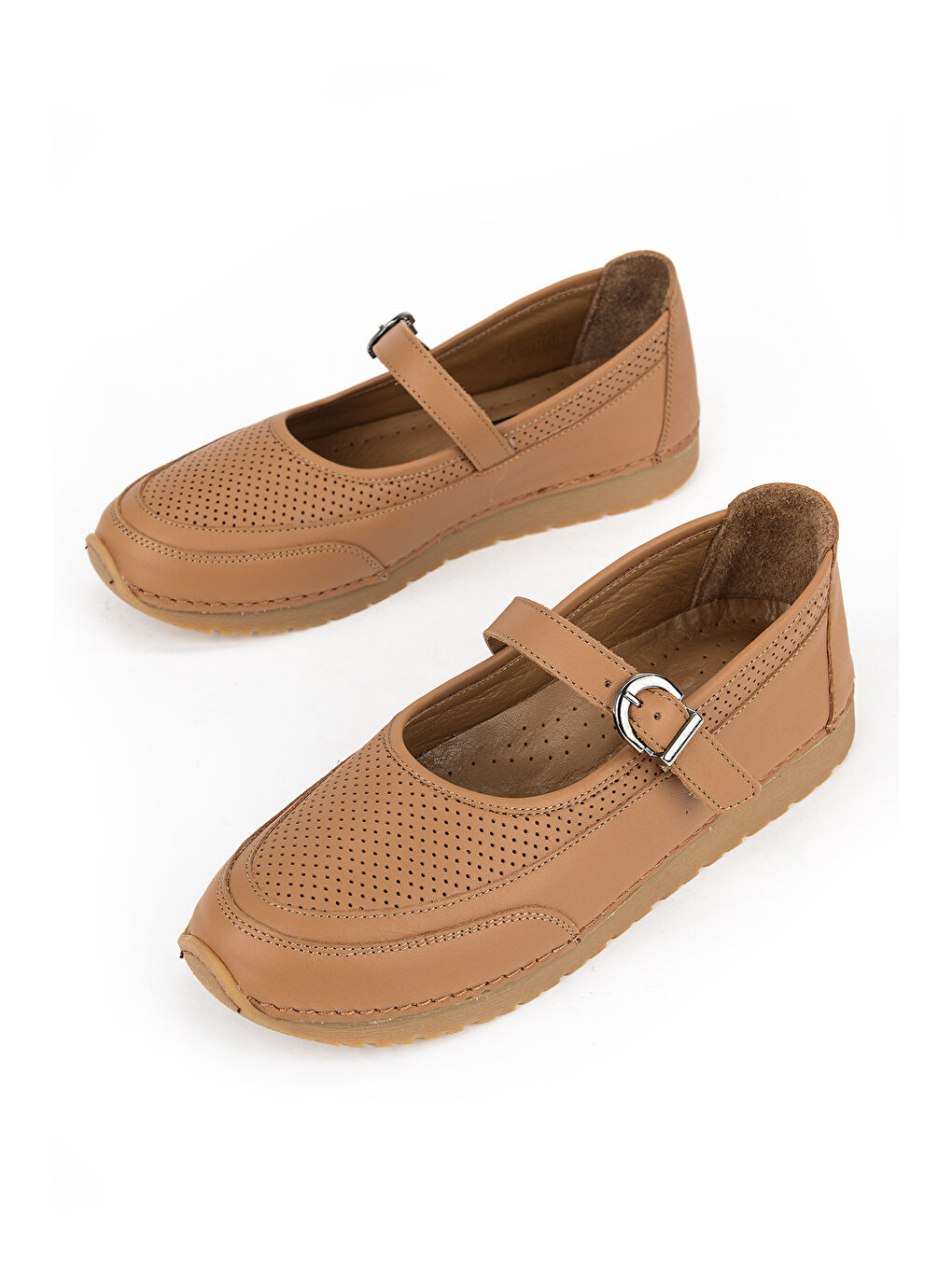 Kahverengi Kadın Hakiki Deri Babet 1611061ZRC5 Taba-4