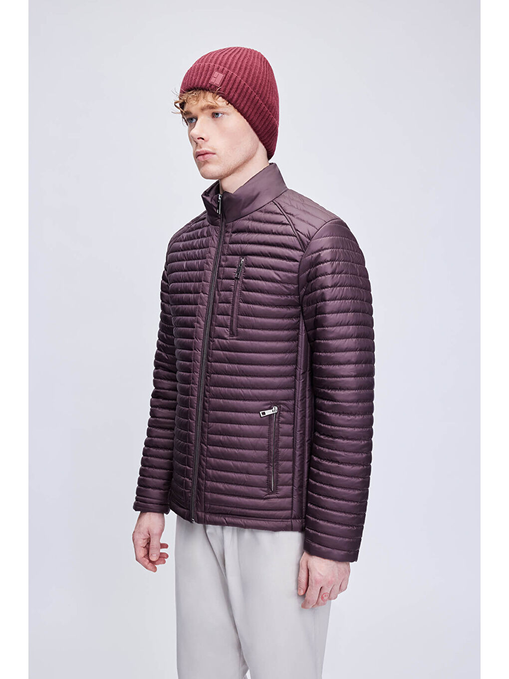 Bordo Düz Örgü Bere-2