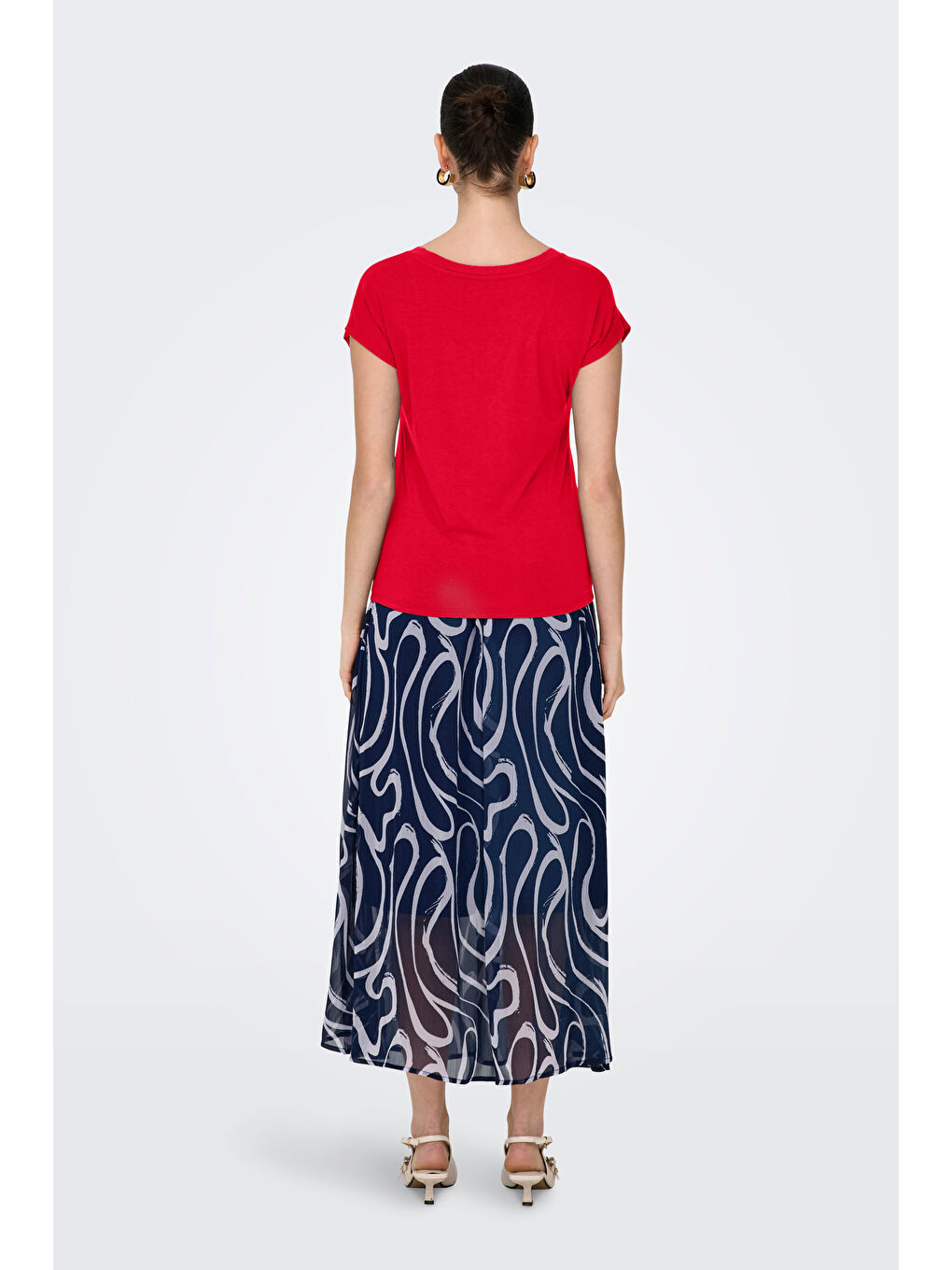 Kırmızı Onlrilla Regular Fit V Yaka Kısa Kollu T Shirt 15315776-1