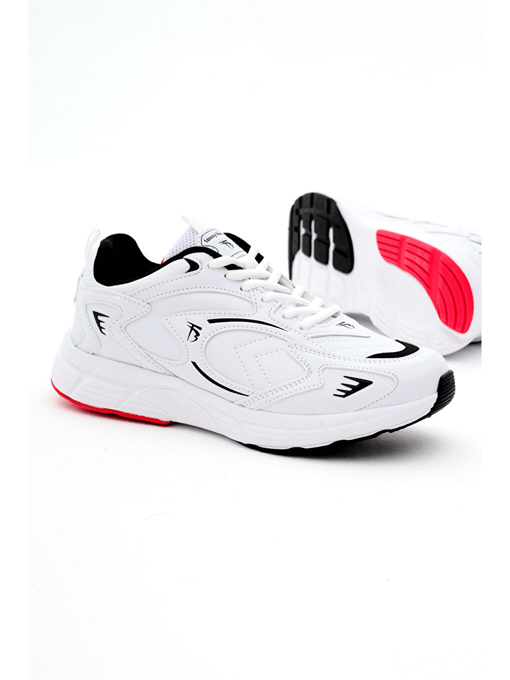 Unisex Beyaz Cilt Rahat Kalıp Yüksek Faylon Taban Bağcıklı Spor Ayakkabı-3