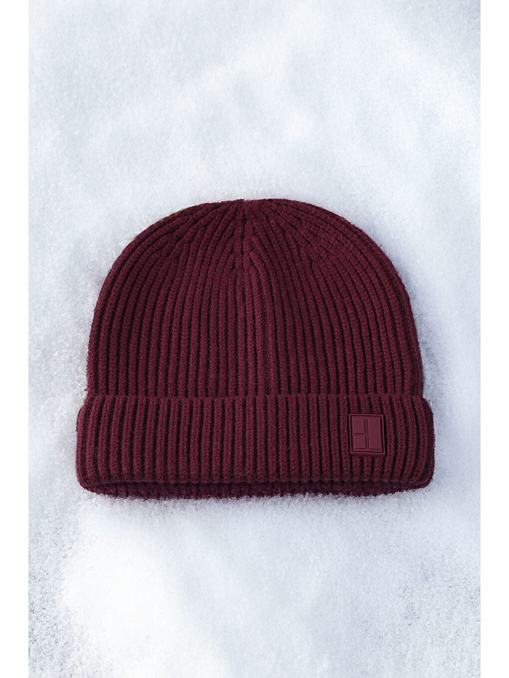 Bordo Düz Örgü Bere-3