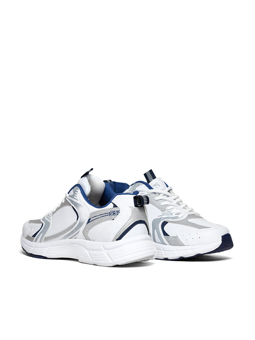 Unisex Beyaz Lacivert Cilt Rahat Kalıp Faylon Taban Bağcıklı Spor Ayakkabı-1