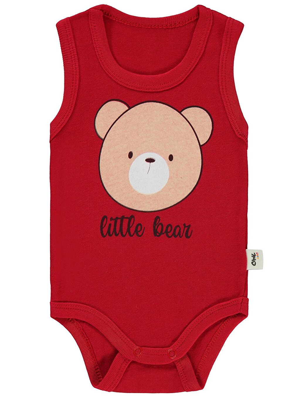 Baby Little Bear Baskılı 1-36 Ay Çıtçıtlı Badi - Kırmızı 9-12 Ay