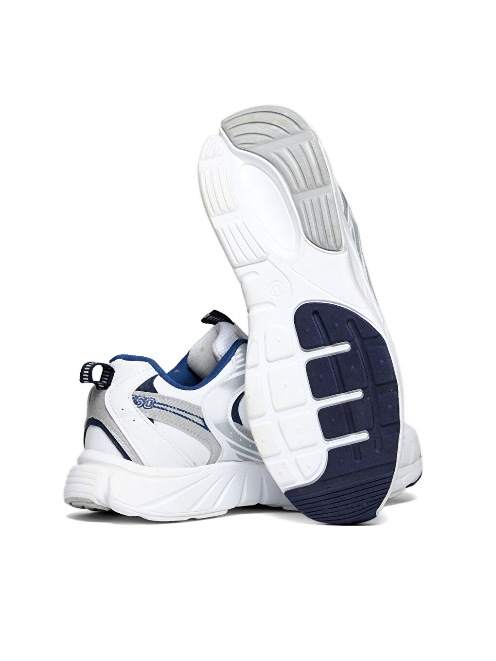 Unisex Beyaz Lacivert Cilt Rahat Kalıp Faylon Taban Bağcıklı Spor Ayakkabı-3