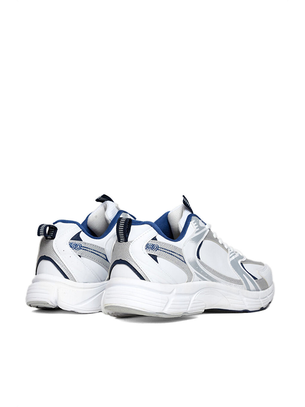 Unisex Beyaz Lacivert Cilt Rahat Kalıp Faylon Taban Bağcıklı Spor Ayakkabı-4