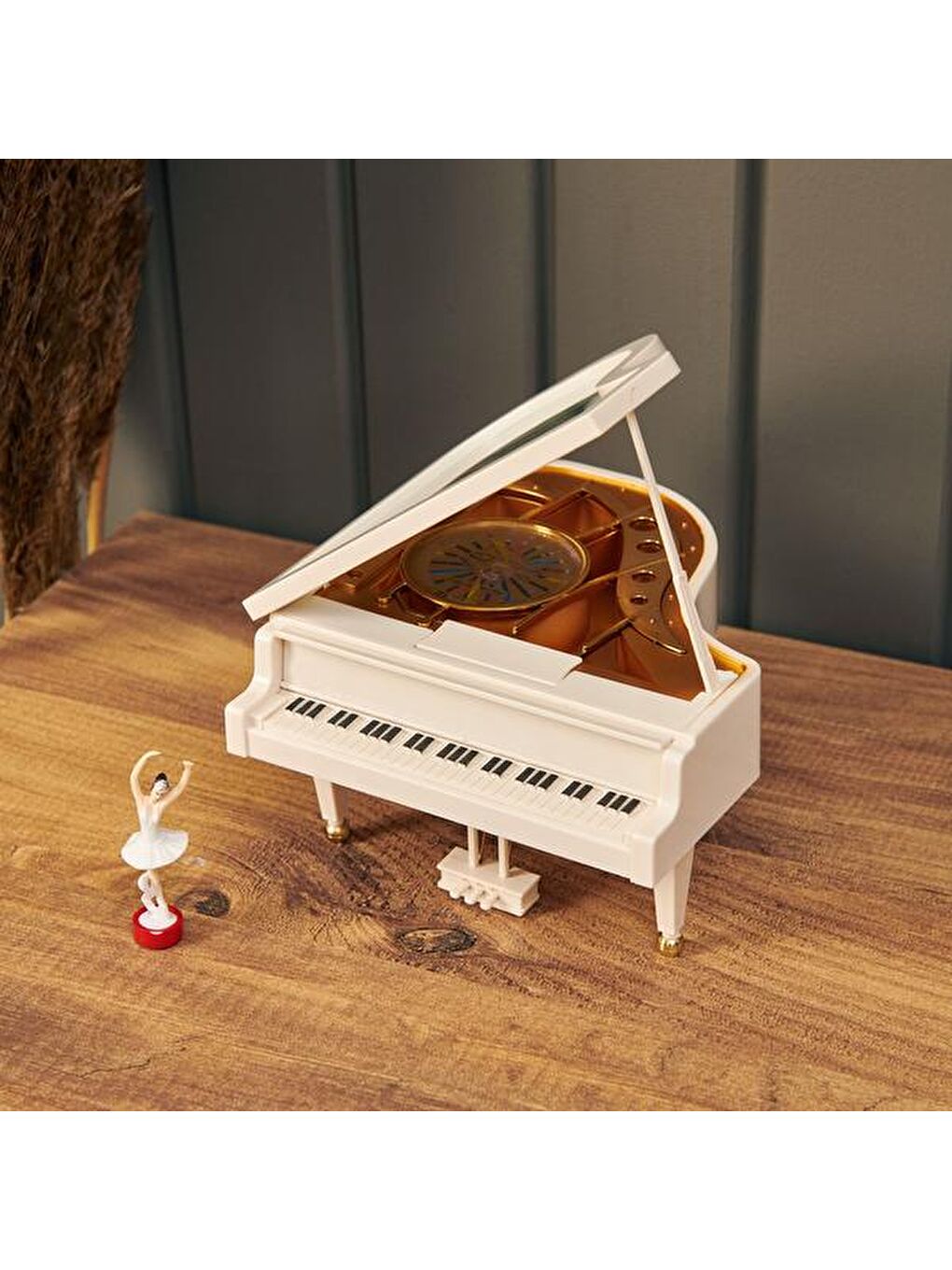 Beyaz Balerinli Piyano Tasarımlı Müzik Kutusu-6
