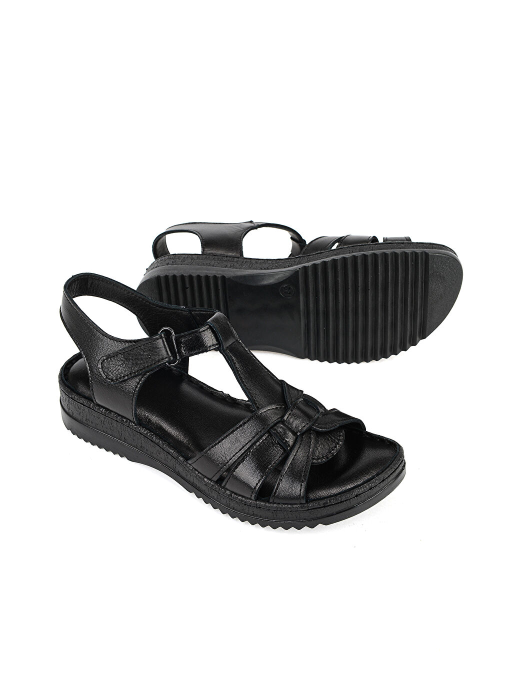 Kadın Hakiki Deri Konfor Sandalet 1611051Z030 Siyah-3