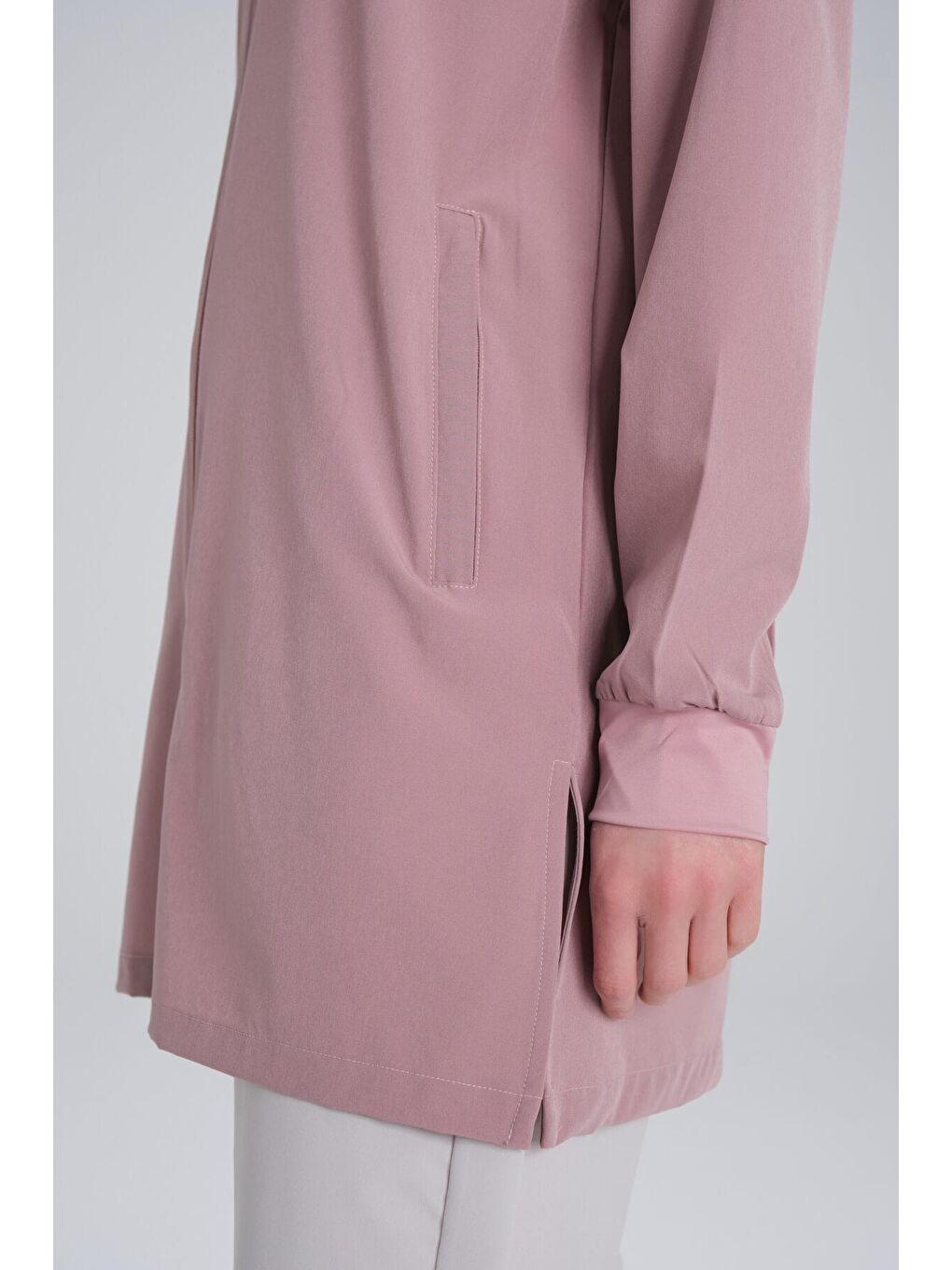 Active Uzun Kollu Kapüşonlu Fermuarlı Pembe Tesettür Antrenman Üstü Act 10-8
