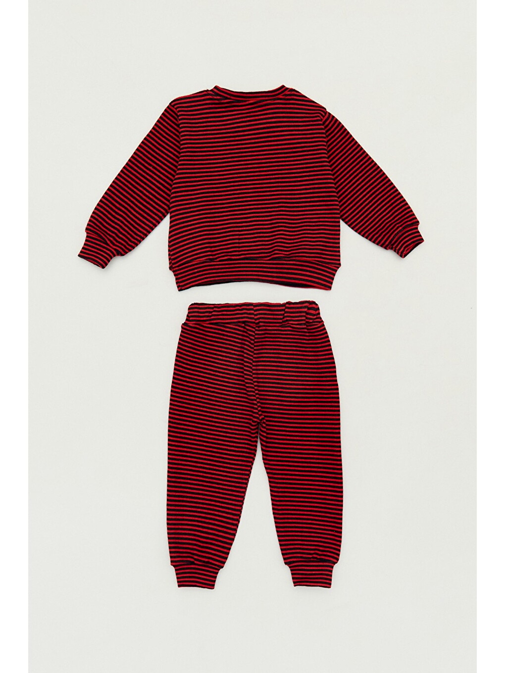 Kırmızı Çizgili Bisiklet Yaka Unisex Çocuk Takım-1