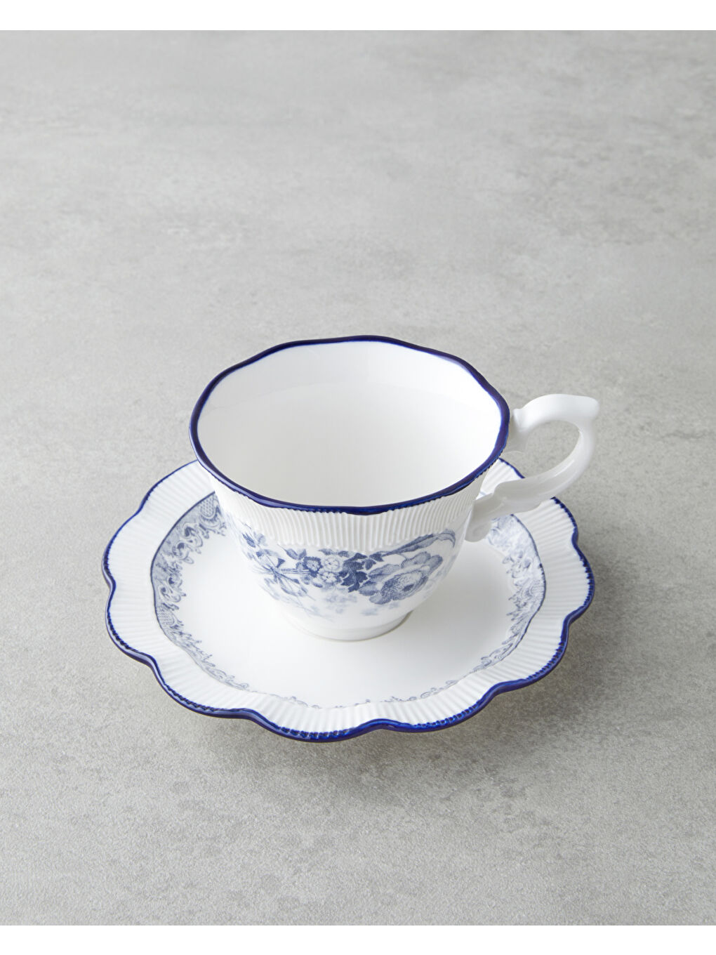 Carmine Porselen 4 Parça 2 Kişilik Çay Fincanı Takımı 200 ml Lacivert-Beyaz-2