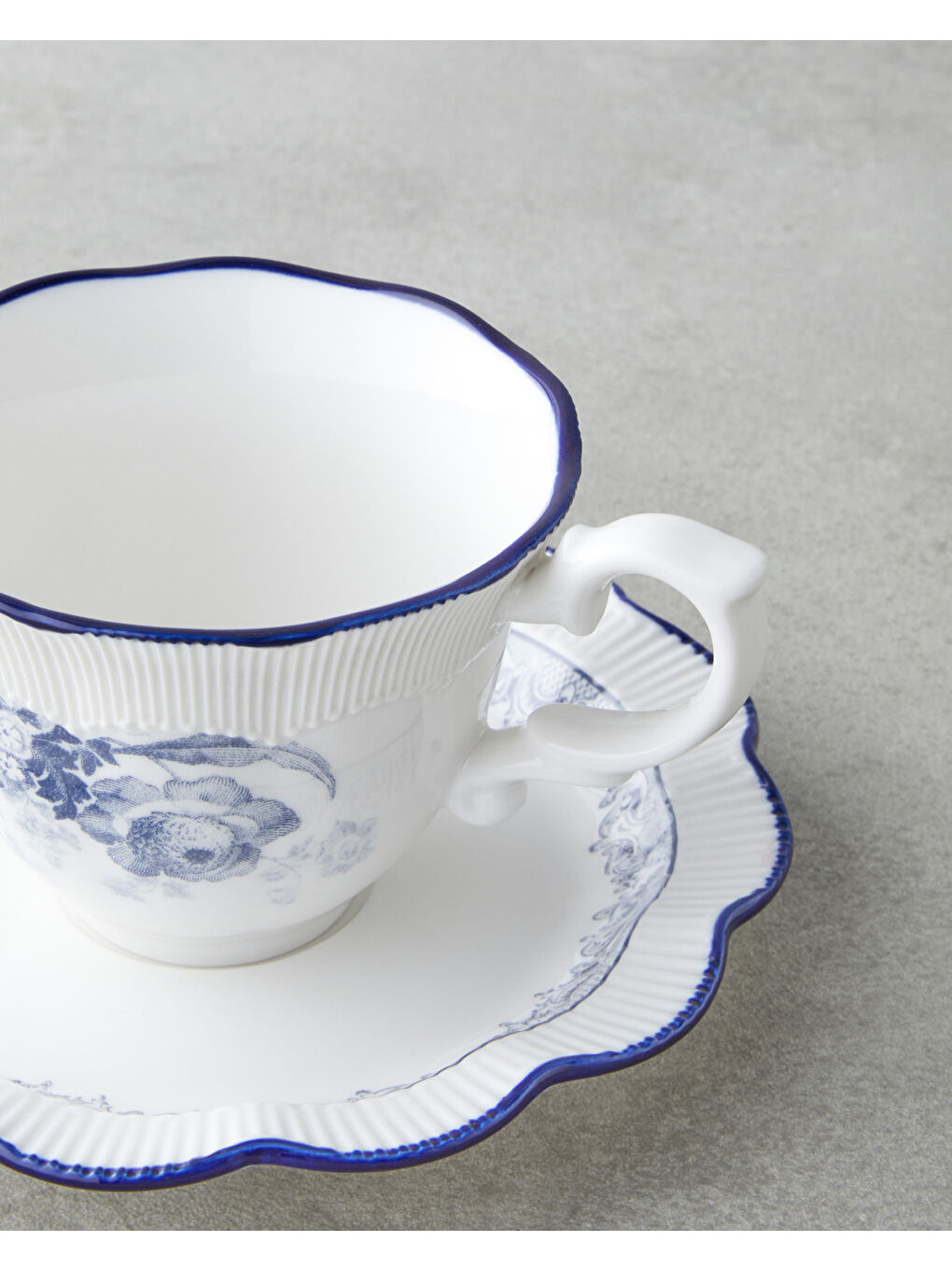 Carmine Porselen 4 Parça 2 Kişilik Çay Fincanı Takımı 200 ml Lacivert-Beyaz-3