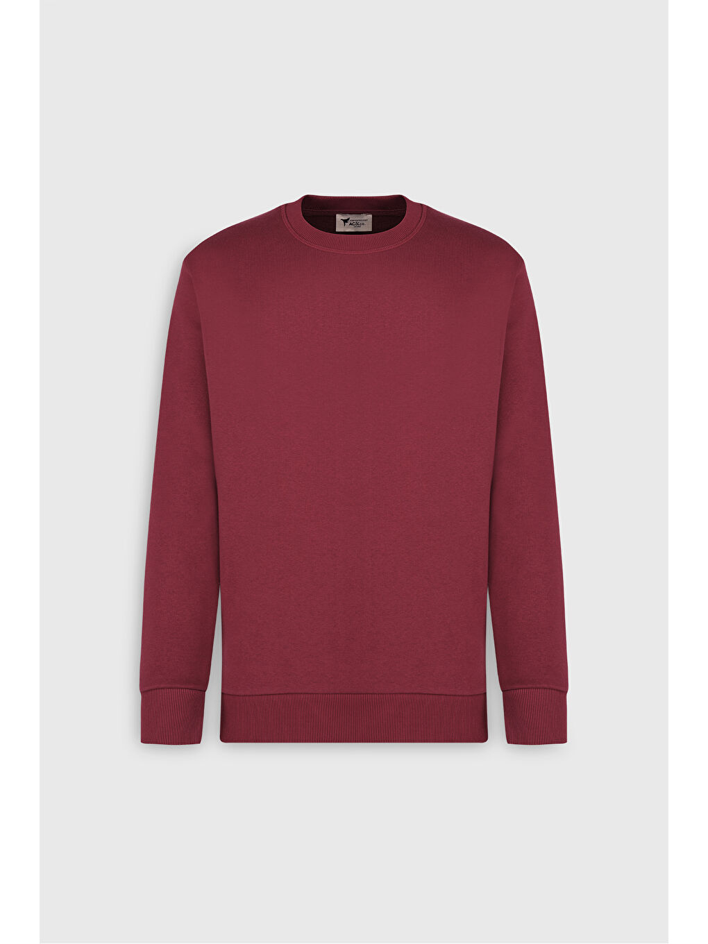 Erkek Bordo Standart Fit Normal Kesim İçi Polarlı Bisiklet Yaka Sweatshirt-6