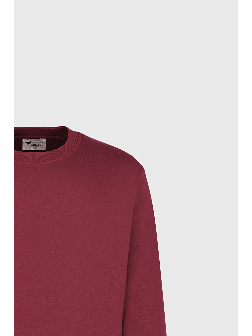 Erkek Bordo Standart Fit Normal Kesim İçi Polarlı Bisiklet Yaka Sweatshirt-7