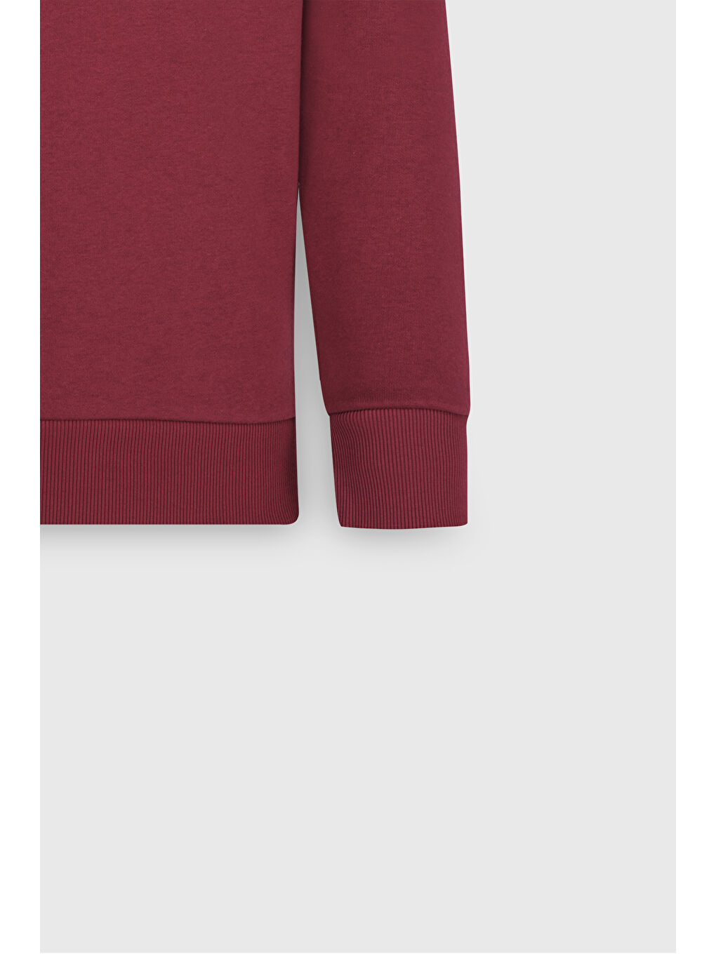 Erkek Bordo Standart Fit Normal Kesim İçi Polarlı Bisiklet Yaka Sweatshirt-8