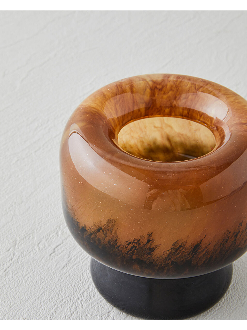 Sarı Aden Cam Vazo 10 cm Amber-2