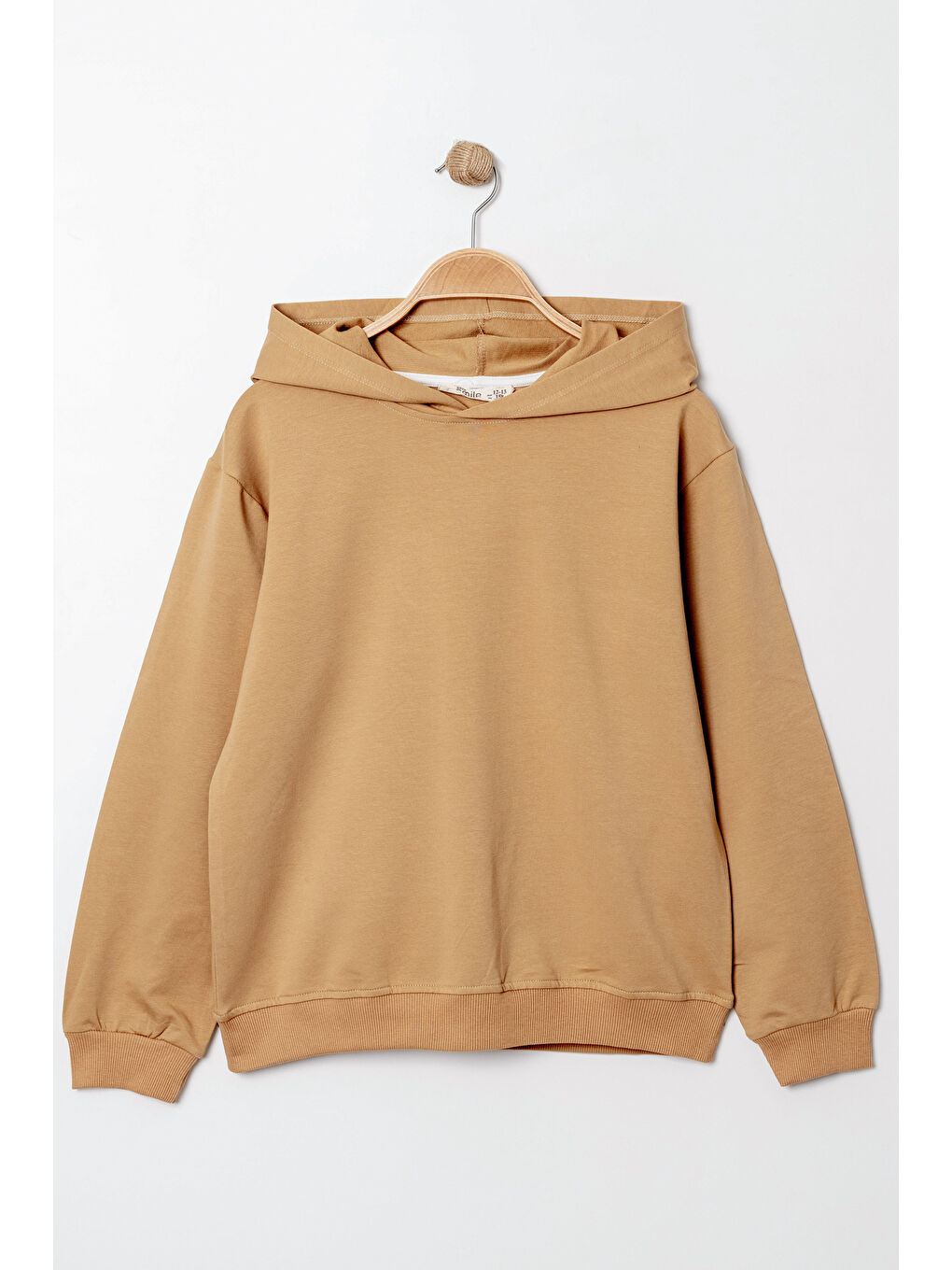 Bi&Em Smile Bej Erkek Çocuk Bej Kapüşonlu Basic 5-13 Yaş Sweatshirt- 3537-1