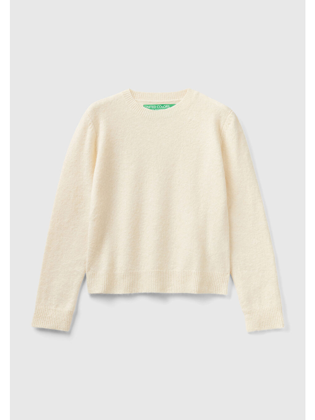 Kadın Beyaz Yün Karışımlı Şardonlu Kazak-1