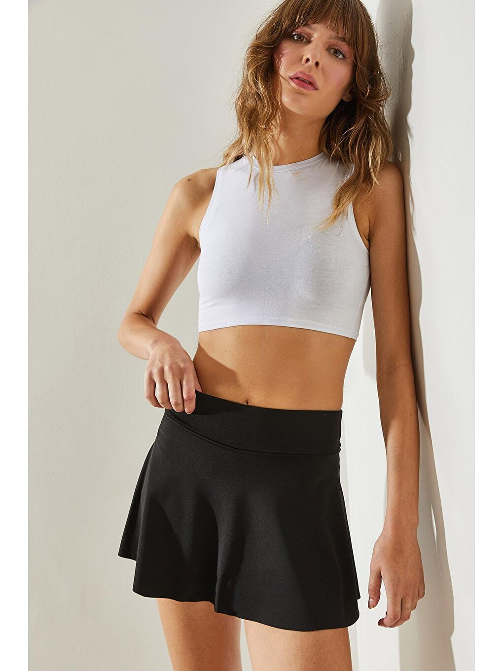 Siyah Kadın Tayt Şortlu Tenis Eteği