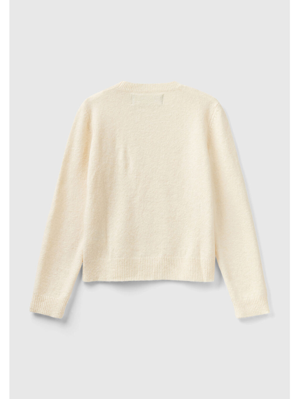 Kadın Beyaz Yün Karışımlı Şardonlu Kazak-3