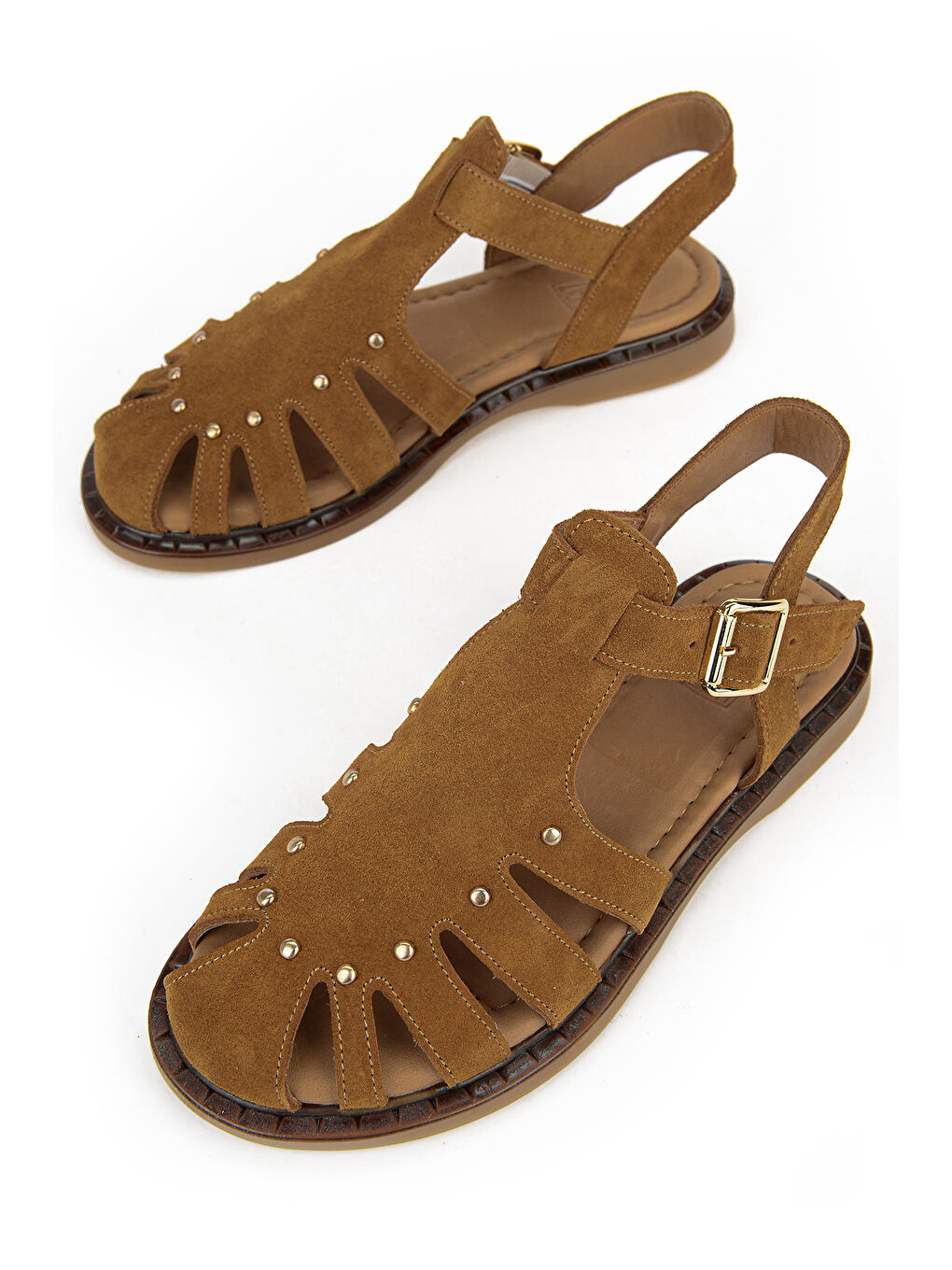 Kahverengi Kadın Hakiki Deri Sandalet 1611047Z26635 Taba-4