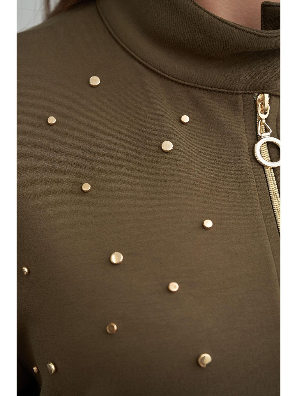 Haki-Yumuşak Dokulu Büyük Beden Droplu Eşofman Takımı-4